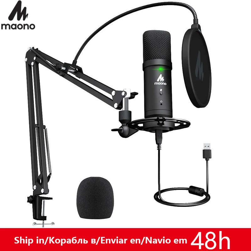 MAONO PM401 USB Microphone Set 192KHz/24Bit Microfone Professional Cardioid Condenser Podcast Mic with Mute Button & Audio Jack MAONO PM401 USB Microphone Set 192KHz/24Bit Microfone Professional Cardioid Condenser Podcast Mic with Mute Button & Audio Jack