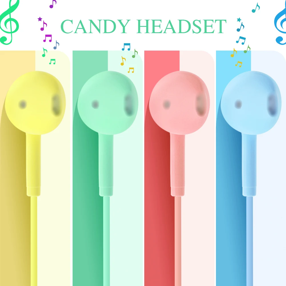 Candy Colors Wired Headphones Bass Stereo Earbuds Sports Waterproof Earphone Music Headsets for Samsung iphone for Xiaomi Huawei