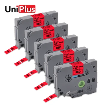 

UniPlus 5PK Red Printer Ribbon TZe-421 for Brother tze Label Tapes tz 421 tze 421 Black on Red 9mm Label Maker for P Touch Cube