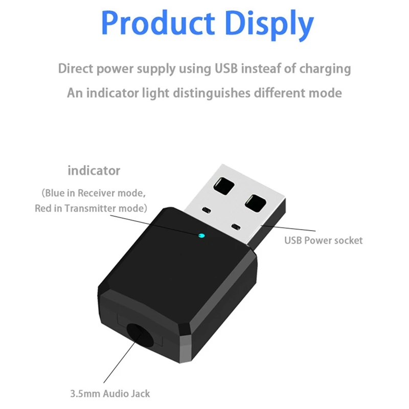 Беспроводной Bluetooth 5,0 аудио приемник передатчик Портативный USB 2-в-1 ТВ компьютер адаптер для ZF-169 с аудиокабелем