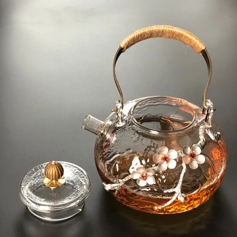 Стеклянный чайник ручной работы, молоток для воды, жаростойкий стеклянный фильтр для чая, японский чайник
