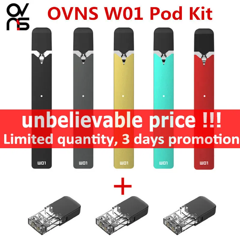Новейший оригинальный OVNS W01 Pod Vape комплект Светодиодный индикатор мощности