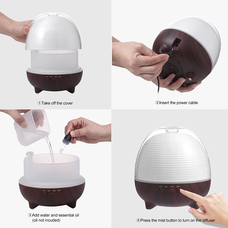 600Ml Incense Holder Air Humidifier Aroma Aromatherapy Ultrasonic 8 Color Changing Essential Oil Diffuser