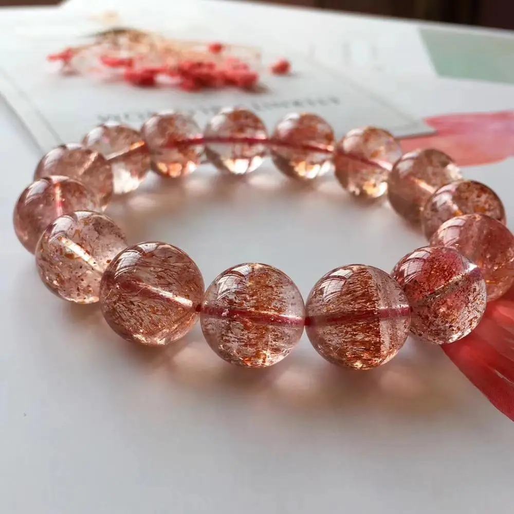 14,5 мм натуральный красный Lepidocrocite кварц супер семь мелодии камень рутиловый кварц браслет женский хрустальный круглый шарик AAAAAA