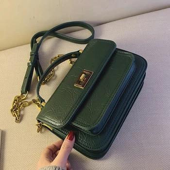 

vintage Fashion Square Crossbody Bag 2020 New High Quality PU Leather Women's Designer Handbag Lock Chain Shoulder Messenger Bag