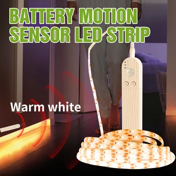 

Led Under Cabinet Lamp 5V Waterproof PIR Smart Sensing Light Strip LED Flexible Lamp Brighter Diode Tape 4 AAA Battery Box Light