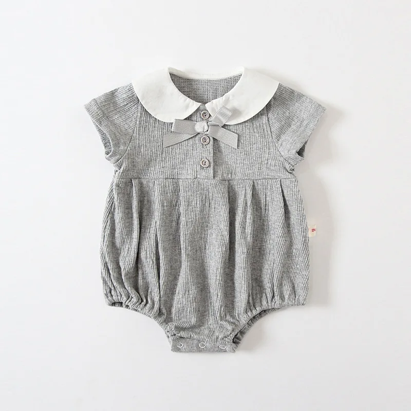 

Idea2019 Summer New Style Childrenswear Newborns Baby Girls Fold-down Collar Cute Romper Infants-9153