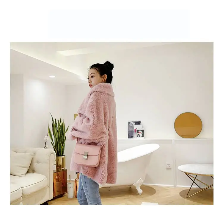 Women Winter New Style Real Fur Coat Real Sheep Shearing Fur Jacket Female Warm Natural Wool Blends Outerwear Abrigos M141