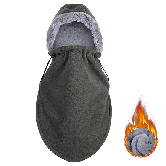 Gray 2 Балаклава, маска для лица, зимняя, тепловая, флисовая, с капюшоном, ветрозащитная, Лыжная маска, для улицы, для рыбалки, шапка, грелка для шеи для мужчин и женщин, Прямая поставка - Цвет: Gray 2