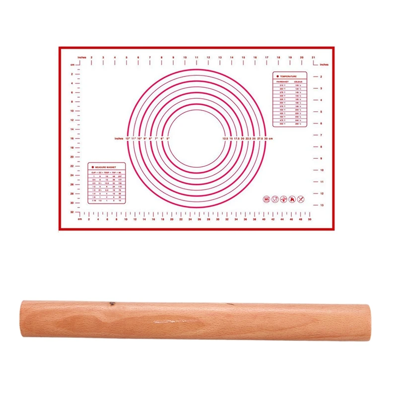 NHBR-деревянная мука тесто Скалка роликовая палка 9,2 дюймов Длина цвет древесины с 1 шт 40X60 см Силиконовая сковорода прокатки теста Pastr