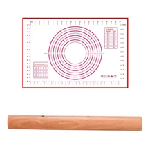 NHBR-деревянная мука тесто Скалка роликовая палка 9,2 дюймов Длина цвет древесины с 1 шт 40X60 см Силиконовая сковорода прокатки теста Pastr