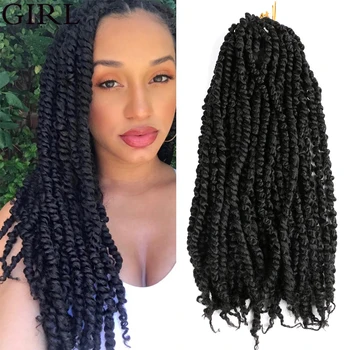 

18Inch Pre twisted Passion Hair Synthetic Hair Extensions 12Root/Pcs Ombre Fluffy Spring Bomb Twists Braiding Hair Africa Girl