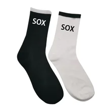 Wholesale Cotton Black and White Plaid Crew Brand Logo Design Custom Socks Low MOQ