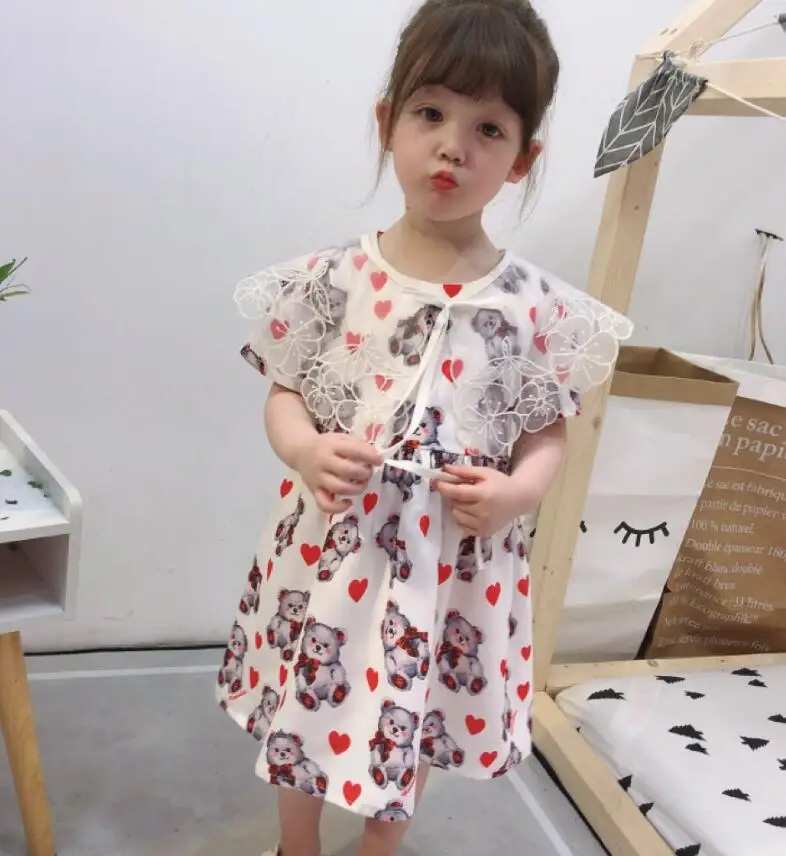 Летние Детские платья с героями мультфильмов и накидкой для девочек, милая одежда принцессы, 5 шт./партия