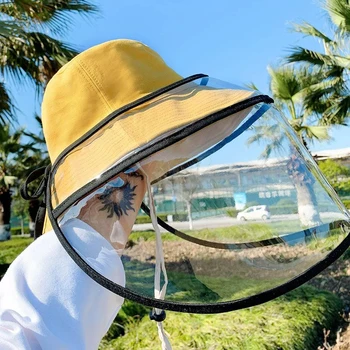 

New Protective Clear Mask Cap Anti- Fog Saliva Dust Windproof Removable Fishman Shield Masks Full Face Splash-proof Hat Prevent