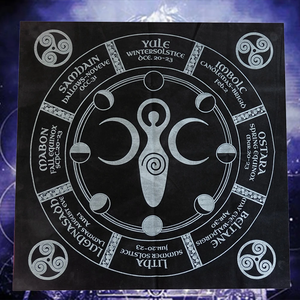 49 Cm Cover Accessories Astrology Mysterious Prints Triple Tarot Tablecloth Pagan Altar Anti-fouling Pentagram Board Game - Цвет: C