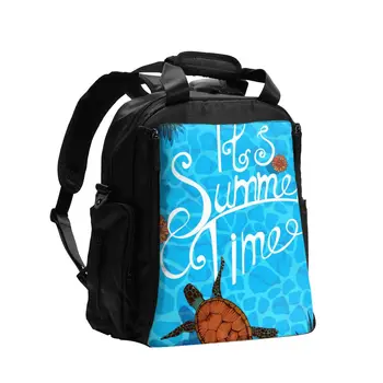 

Diaper Bag Summer Palm Leaves Tropical Flowers Sea Turtle Baby Nappy Organizer Bag Maternity Bag for Baby Care for Mom
