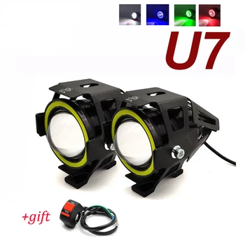 

U7 LED Light Motorcycle Angel Eyes Headlight Spotlights Auxiliary Bright Fog Light For Kawasaki NINJA 250 300 R Z 250 300 ZX14R