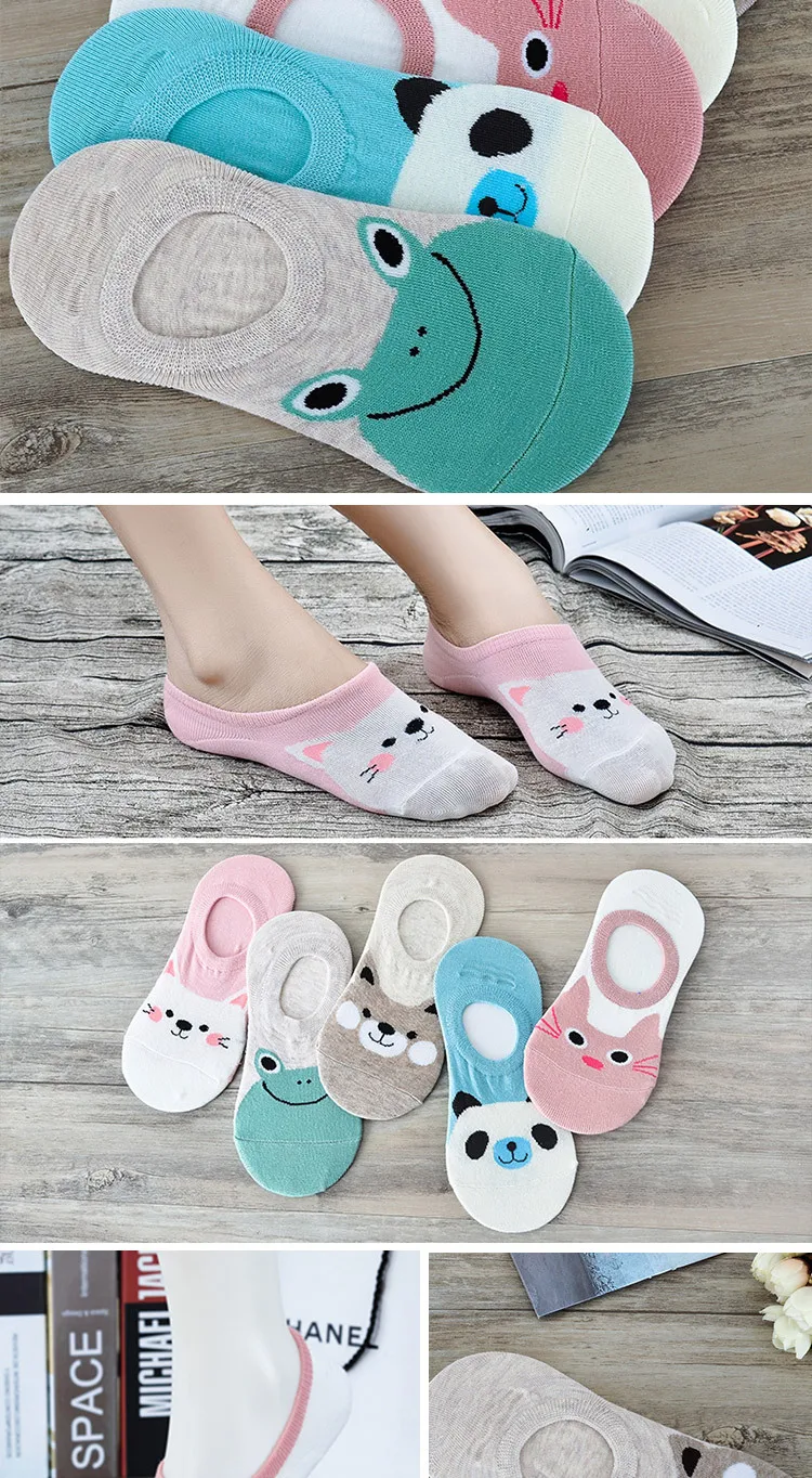 WOMEN'S Low-cut Liners Socks Pure Cotton Socks Children Low Top Hidden Socks Ultra-Short Socks Summer Anti-slip Silica Gel Girl'
