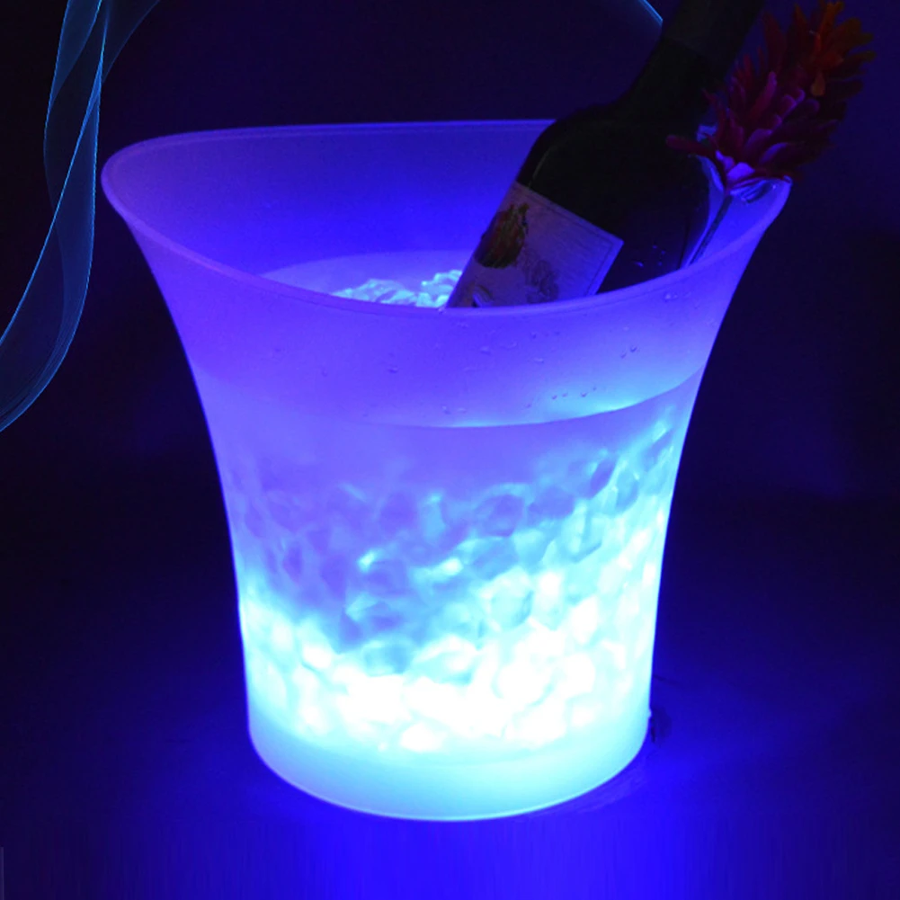 Led 5l водонепроницаемый Led Цвет Изменение пластиковое ведерко для льда бары, ночные клубы Led Свет Шампанское пиво ведро баров