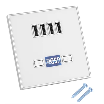 

220V 4 Ports LED Light USB Charger Wall Socket Charger Station PC fireproof exterior for mobile phones MP3 cameras supply powe