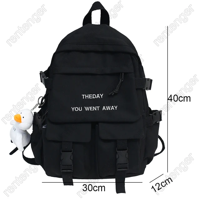 Women Waterproof Nylon Backpack Embroidery Cute College School Bag Girl Kawaii Student Backpack Fashion Book Lady Bag Female New 4