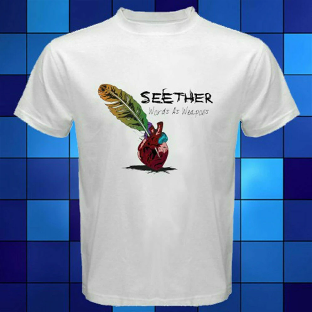Новые слова Seether как оружие металлическая лента Белая мужская Футболка размер S-3Xl