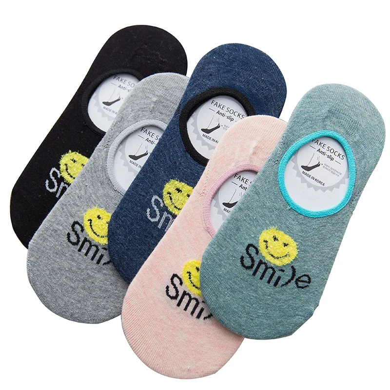 Fast Shipping 2020 New Arrival 5 Pairs Slipper Invisible Animal Women's Short Socks Cotton No Show Socks For Women
