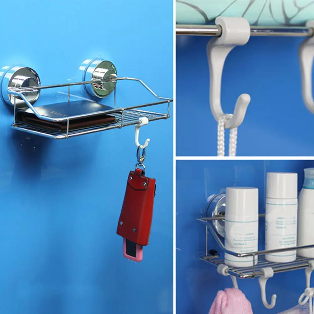 Stainless Steel Home Suction Cup Soap Shower Shelf No Drilling Basket Multifunctional Kitchen Organizer Storage Rack Bathroom