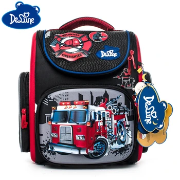 

Delune Orthopedic Backpack Primary School Bags Cartoon for Girls Bear Car Cat Printing Children Mochila Infantil