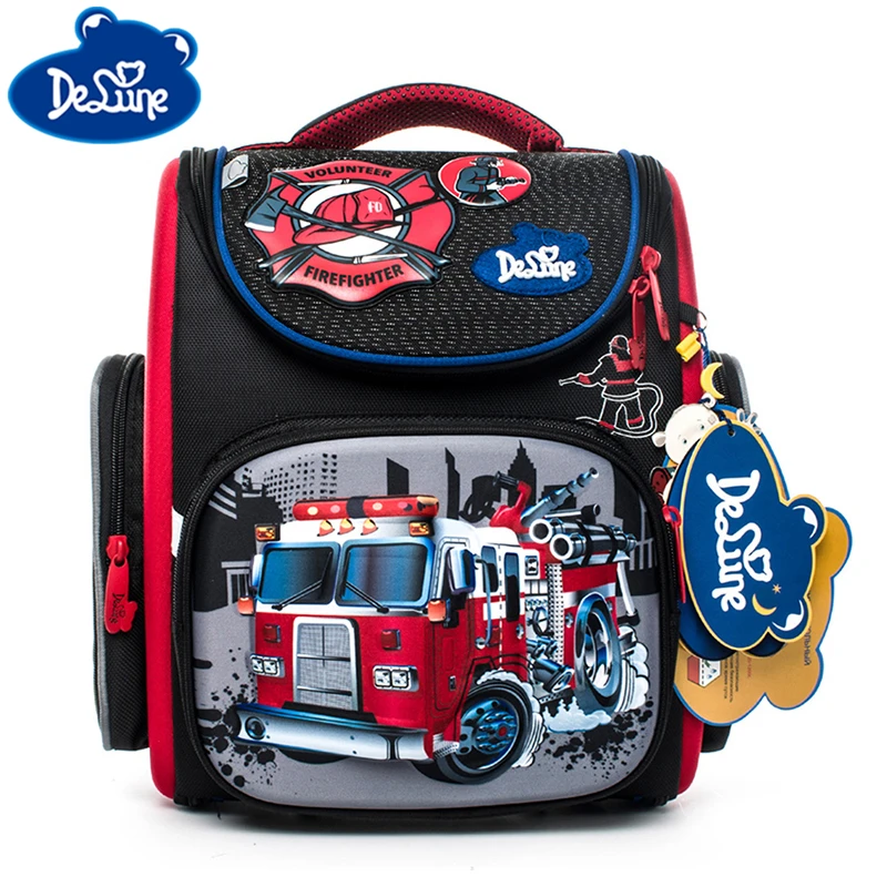 

Delune Primary School Orthopedic Backpack Bags Cartoon for Girls Bear Car Cat Printing Children Mochila Infantil