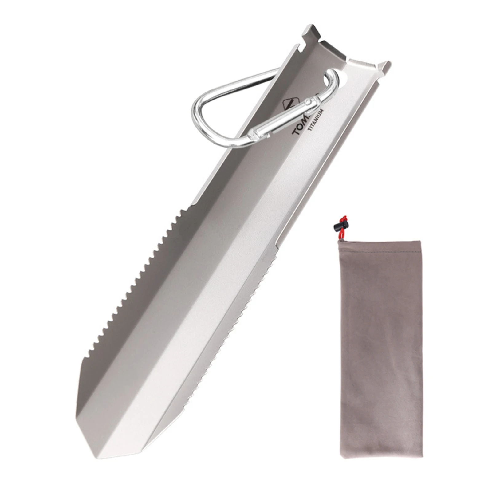 TOMSHOO Titanium Garden Hand Serrated Shovel Outdoor Camping Shovel Hiking Backpacking Trowel with Clip