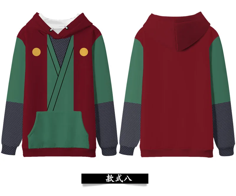 Anime Hoodie NARUTO Uzumaki Uchiha Sasuke Hatake Winter Hooded Sweatshirt Full Color Pullover Couple Women Men Sportswear Coat - Color: Winter 8
