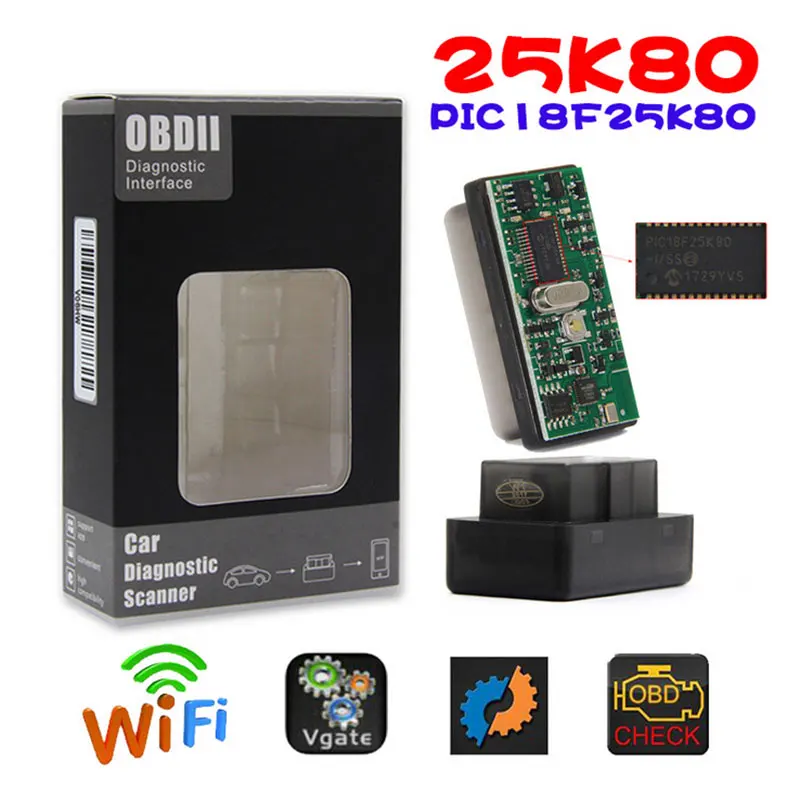 НОВЫЙ ELM 327 и Супер Мини ELM327 WIFI сканер V1.5 OBD2 интерфейс с PIC18F25K80 диагностический для