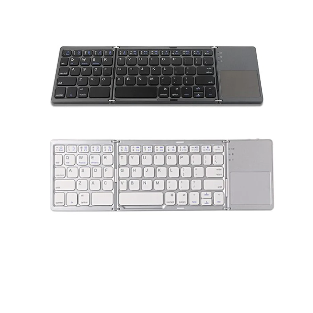 Foldable Bluetooth Keyboard with Touchpad Wireless Keyboard Rechargeable Full Size Ultra Slim Pocket Folding Keyboard