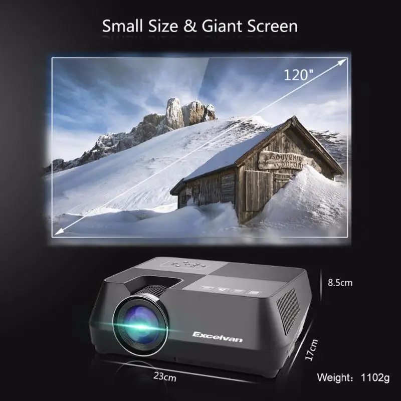 Портативный мультимедийный ЖК проектор с HDMI USB AV VGA поддержкой 720P TF для домашнего