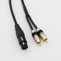Premium XLR to Dual RCA Audio Cable - High - Fidelity Amplifier Mixing Cable - 2m (Xlr female)