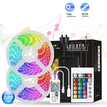 

SMD 5050 RGB Colorful LED Strip Light WiFi+Remote Control Flexible Tape Ribbon Lamp for TV Desktop Background Christmas Decor