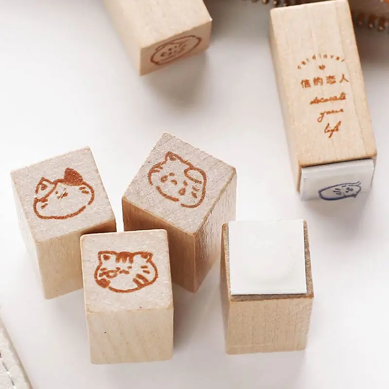 Cute Girl Boy Animal Expression Decoration Stamp Wooden Rubber Stamps for Scrapbooking Stationery DIY Craft Standard Stamp