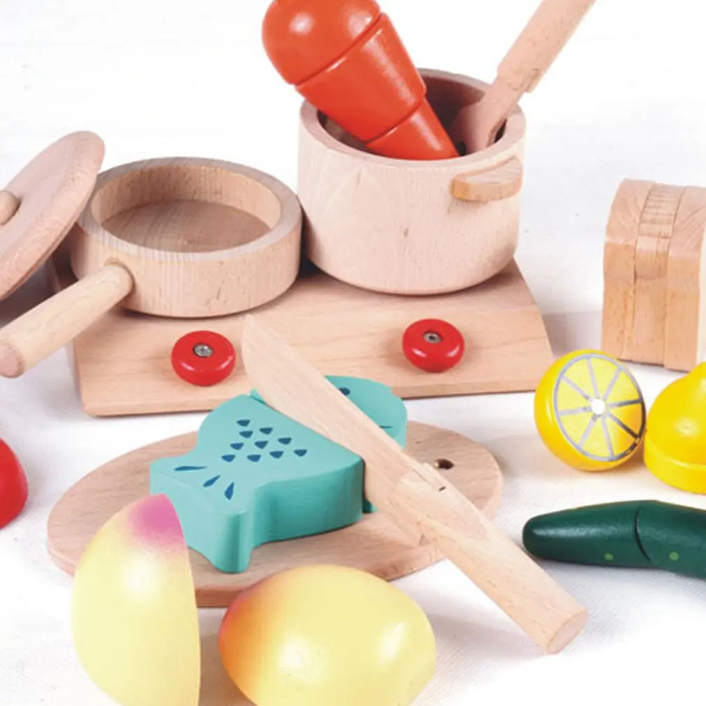 Деревянная игрушка для моделирования, кухонный газовый игрушечная плита, набор для девочек, игровой домик для детей, Обучающие Игрушки для раннего образования