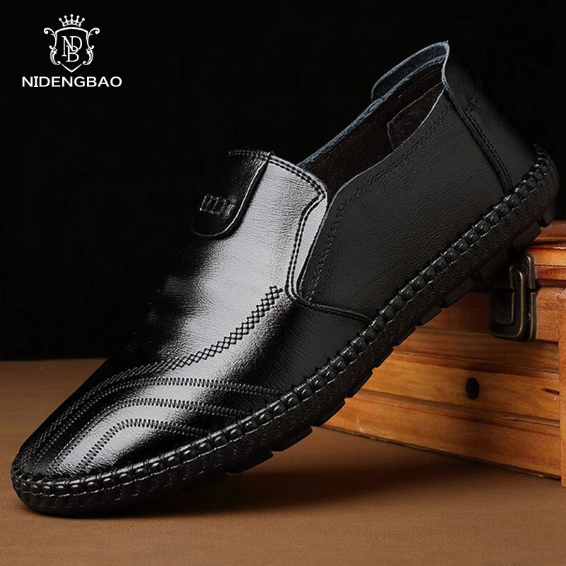 

Business Leather Men Shoes Casual Comfortable Slip on Loafers Male Breathable Soft Driving Shoes Man Lightweight mocassin homme