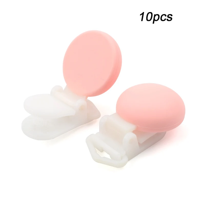 rose quartz LOFCA 10 шт., силиконовый зажим для соски, круглая форма, разноцветный зажим для сосков, сделай сам, цепочка для соски, аксессуары, BPA бесплатно, держатель для пустышки, зажим - Цвет: rose quartz