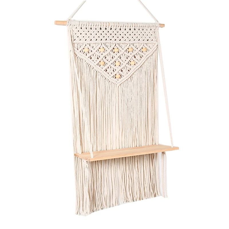 

Nordic Bohemian Long Tassel Tapestry Storage Rack Hand-woven Mural Wall Hanging Decorative Crafts for Living Room Decoration
