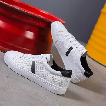 

2020 Spring New Style Youth Skate Shoes Men's Fashion White Shoes Casual Breathable Microfiber Trend Sports Shoes