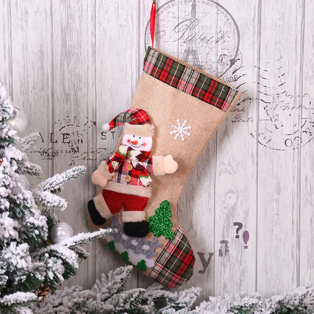 Рождественские подарки, милый Санта, лось, снеговик, декоративный носок для рождественской елки, подвесные украшения, конфетная упаковка для яблока enfeite De Natal