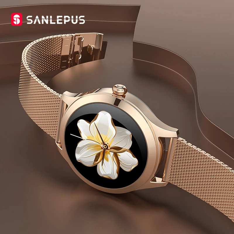 2021 SANLEPUS Stylish Women's Smart Watch Luxury Waterproof Wristwatch Stainless Steel Casual Girls Smartwatch For Android iOS