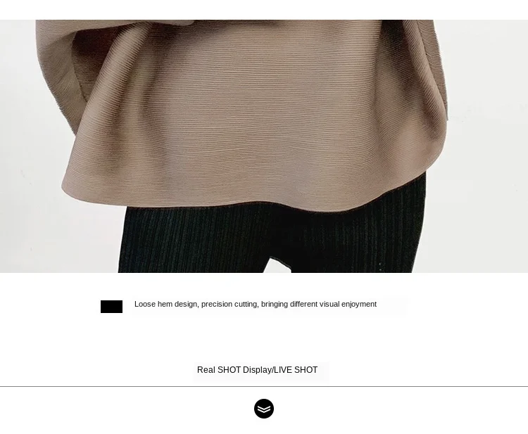 Miyake, рубашка с отворотом, рукав летучая мышь, зима, новая плиссированная рубашка с длинным рукавом, свободный женский свитер