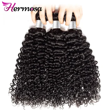 

Hermosa Hair Afro Kinky Curly Hair Weaving Natural Color 8-28inch Brazilian Hair Weave Bundles Non Remy Human Hair Extensions