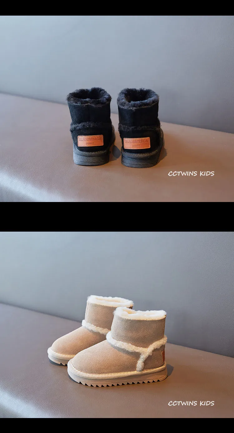 CCTWINS/детская обувь; коллекция года; модные зимние ботинки для маленьких мальчиков; брендовые короткие ботинки для девочек; детская замшевая теплая обувь; Цвет Черный; SNB125