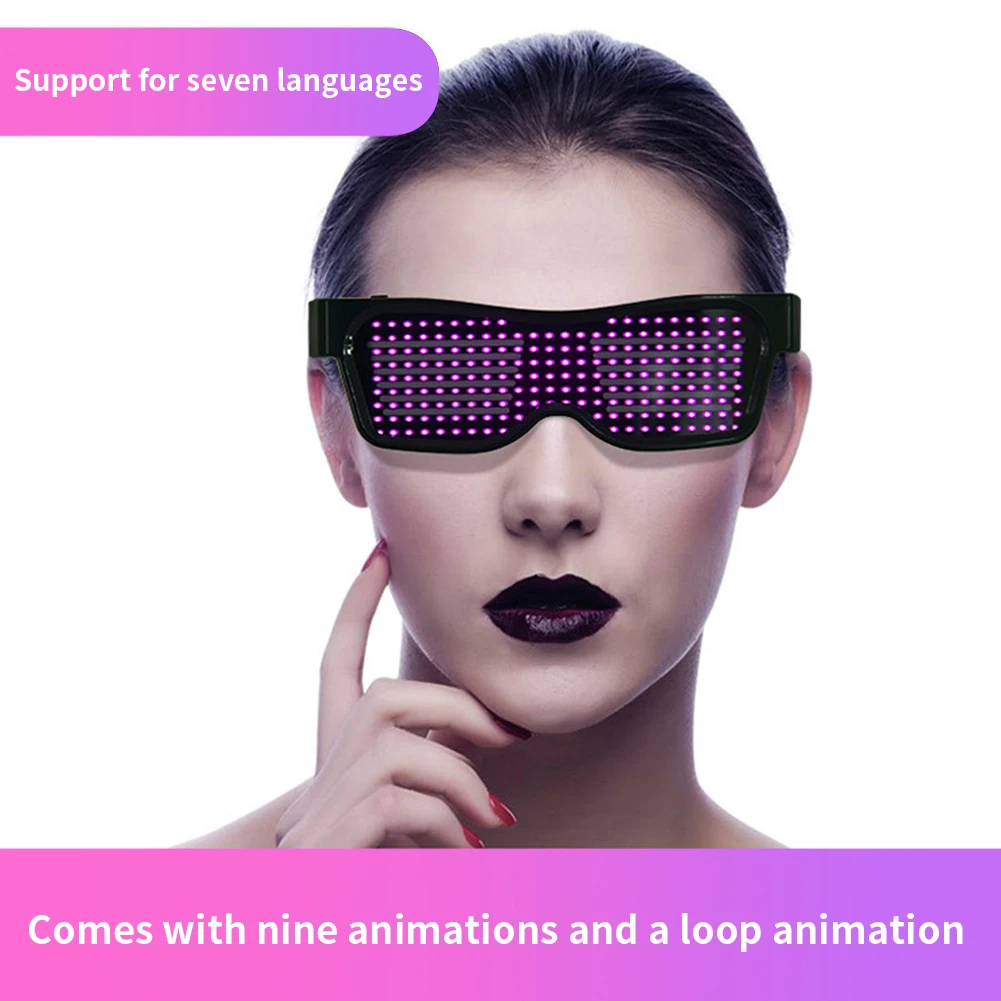 

Dancing Party Bluetooth DIY Flashing Fashion Props Luminous Glasses Night Glow Bar APP Control LED Display Eyewear